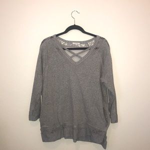 Maurices Gray Sweater with lace pattern
